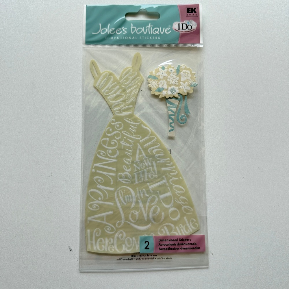 Jolee's Boutique I Do Wedding Dimensional Stickers Dress Bouquet EKWJBLG014